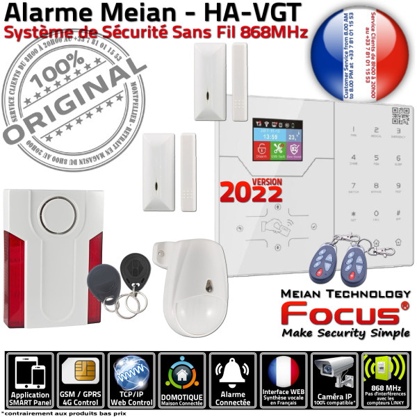 F1 PACK FOCUS HA-VGT 3G SIM SmartPhone sans Ethernet Appartement TCP-IP abonnement Réseau Connectée Centrale Sans-Fil Alarme 868