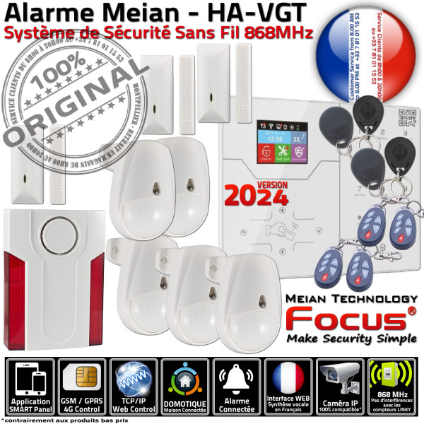 F5 PACK ST-VGT Bâtiment Surveillance Meian Appartement Sécurité TCP-IP Système GSM Industriel 868MHz Connecté FOCUS Alarme Ether